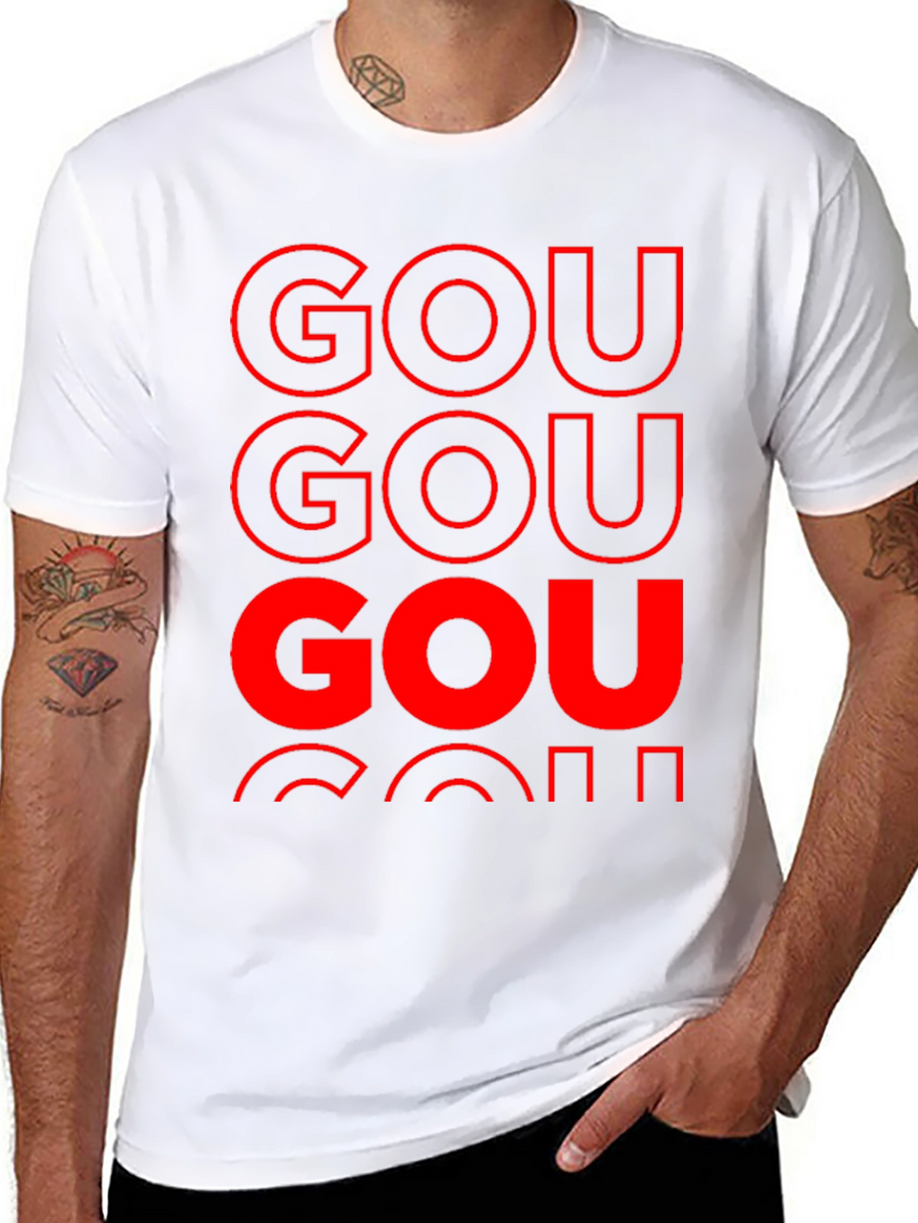 GOU T-Shirt Bold Red Print on Black