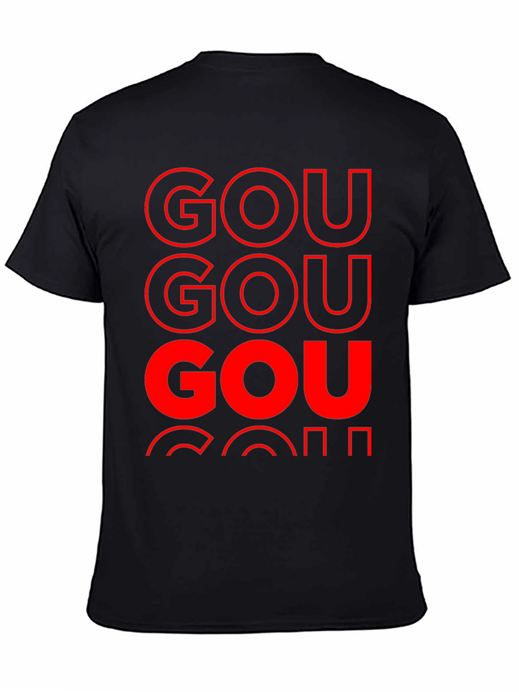 GOU T-Shirt Bold Red Print on Black