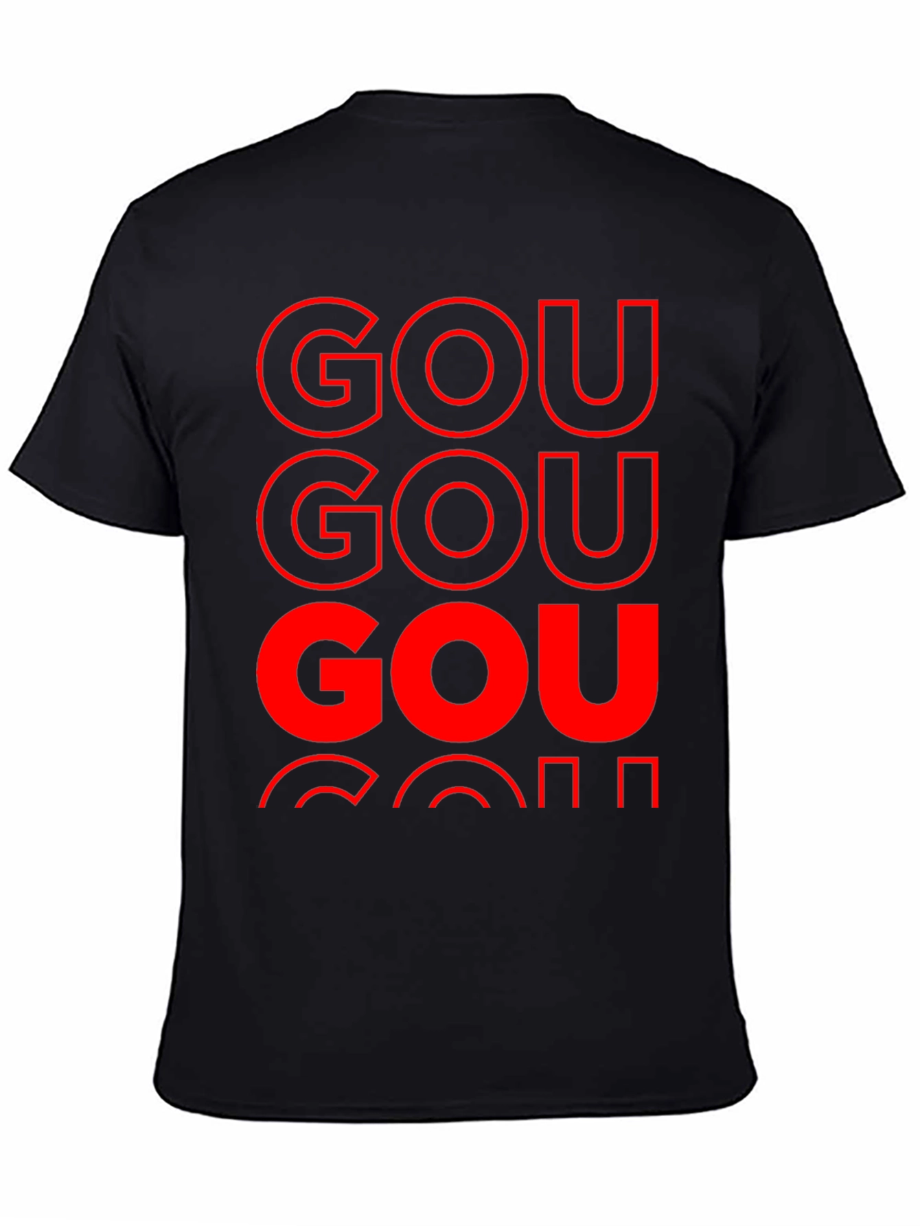 GOU T-Shirt Bold Red Print on Black