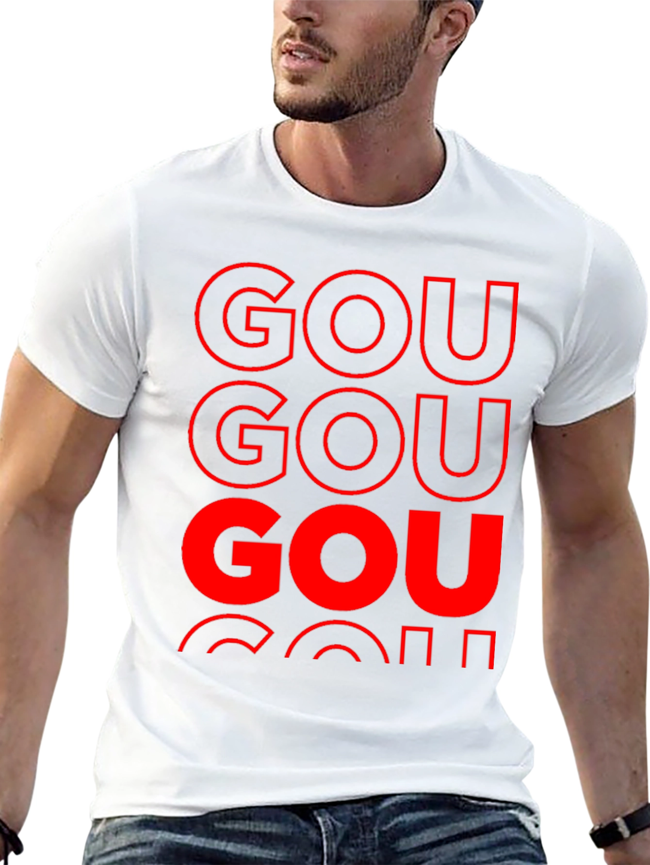 GOU T-Shirt Bold Red Print on Black