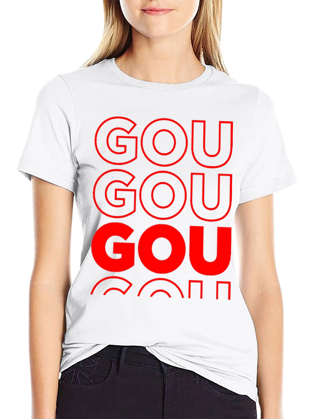 GOU T-Shirt Bold Red Print on Black