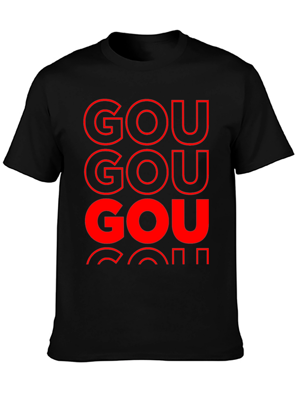 GOU T-Shirt Bold Red Print on Black