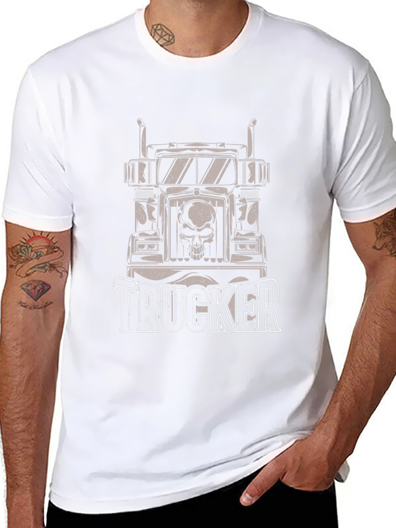 Trucker Skull Graphic Black T-Shirt