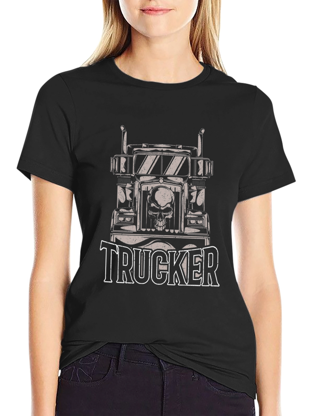 Trucker Skull Graphic Black T-Shirt