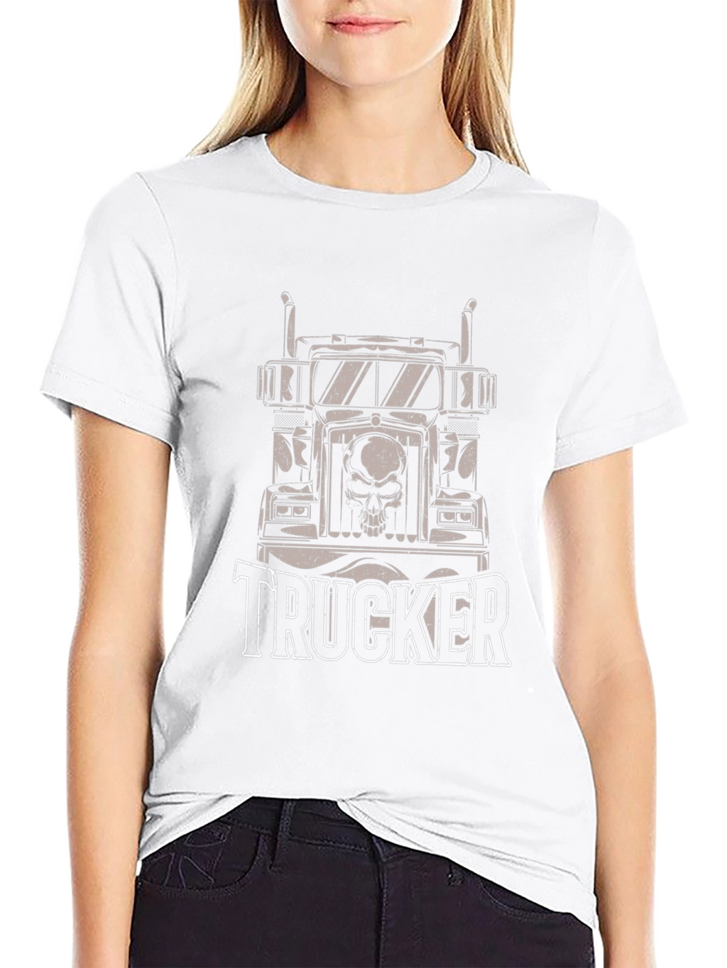 Trucker Skull Graphic Black T-Shirt