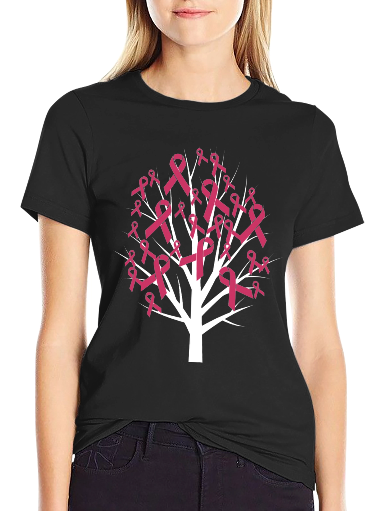 Pink Ribbon Tree T-Shirt - Breast Cancer Awareness Tee