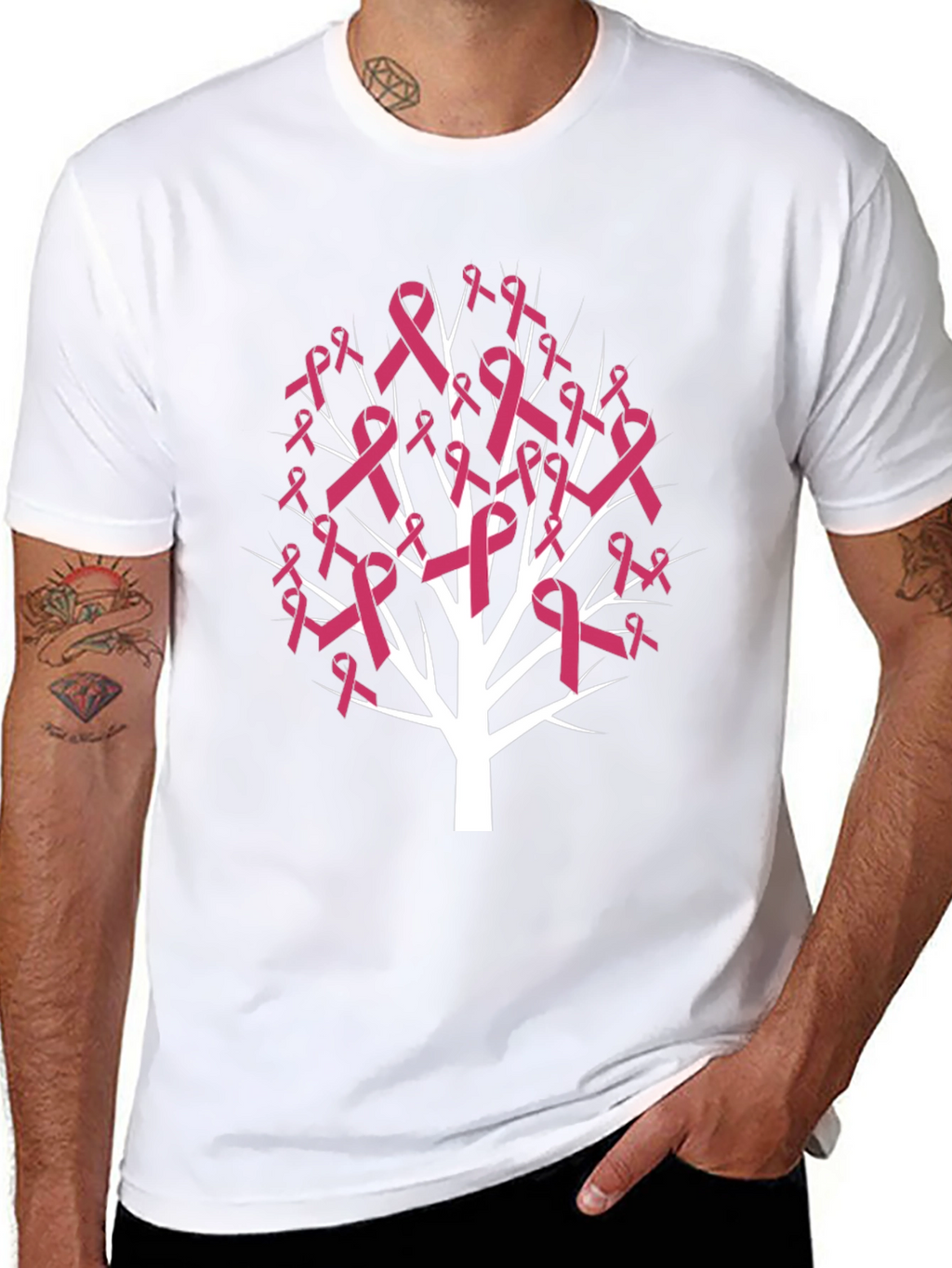 Pink Ribbon Tree T-Shirt - Breast Cancer Awareness Tee