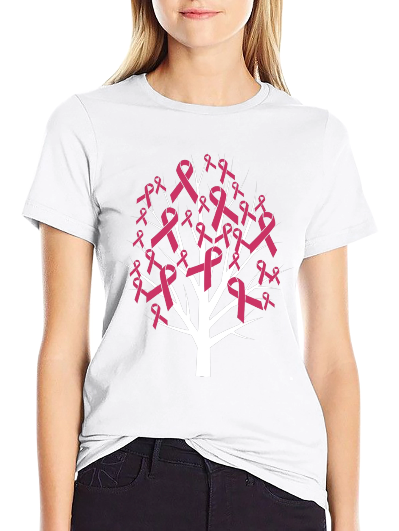 Pink Ribbon Tree T-Shirt - Breast Cancer Awareness Tee
