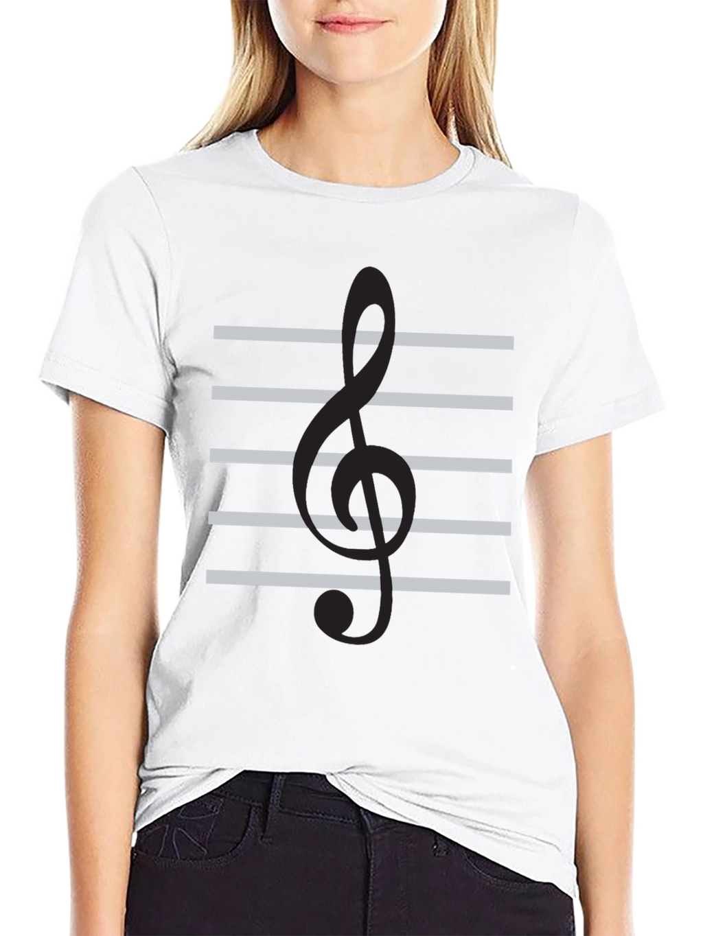Musical Treble Clef Staff Black T-Shirt