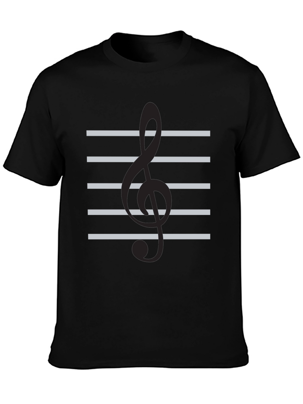 Musical Treble Clef Staff Black T-Shirt