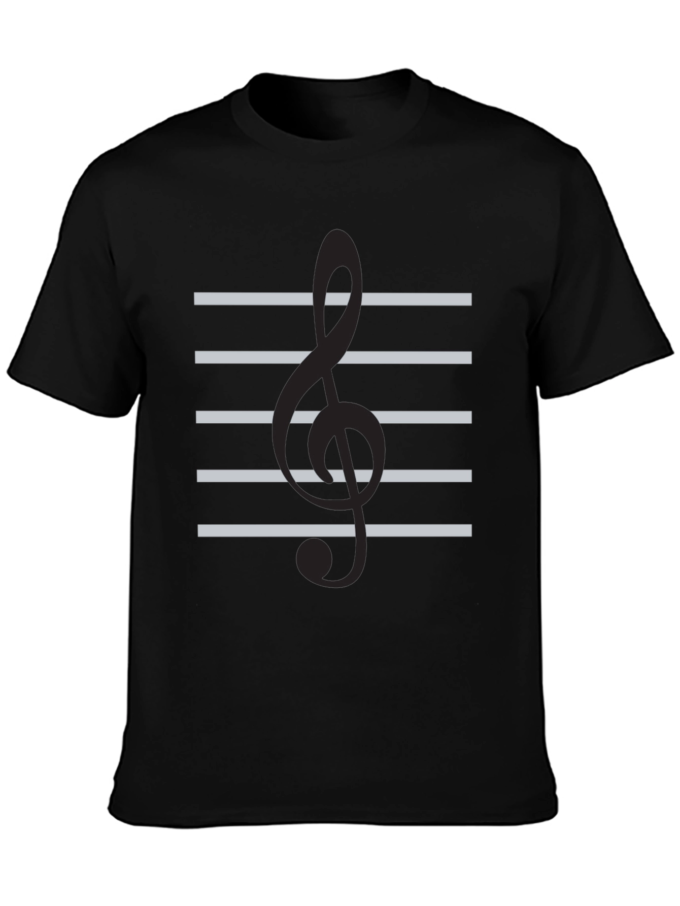 Musical Treble Clef Staff Black T-Shirt