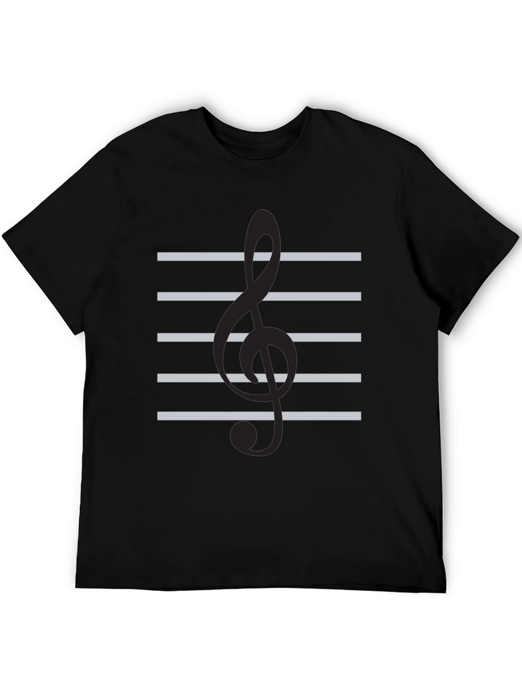 Musical Treble Clef Staff Black T-Shirt