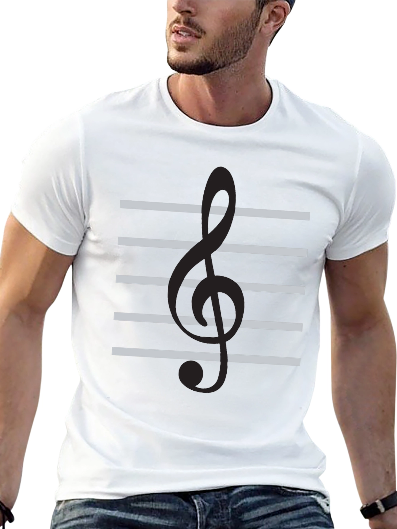 Musical Treble Clef Staff Black T-Shirt