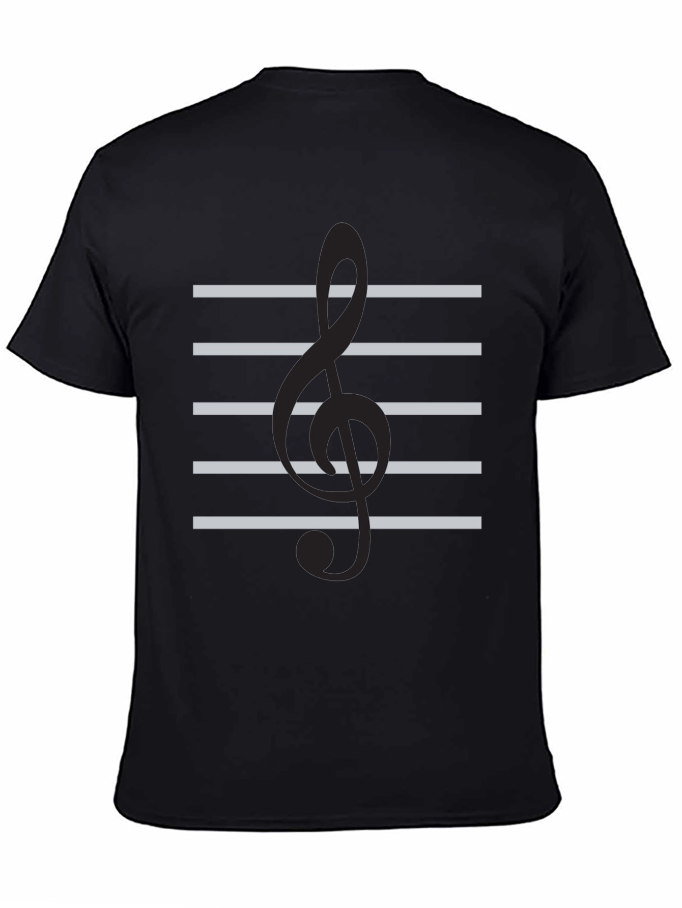 Musical Treble Clef Staff Black T-Shirt