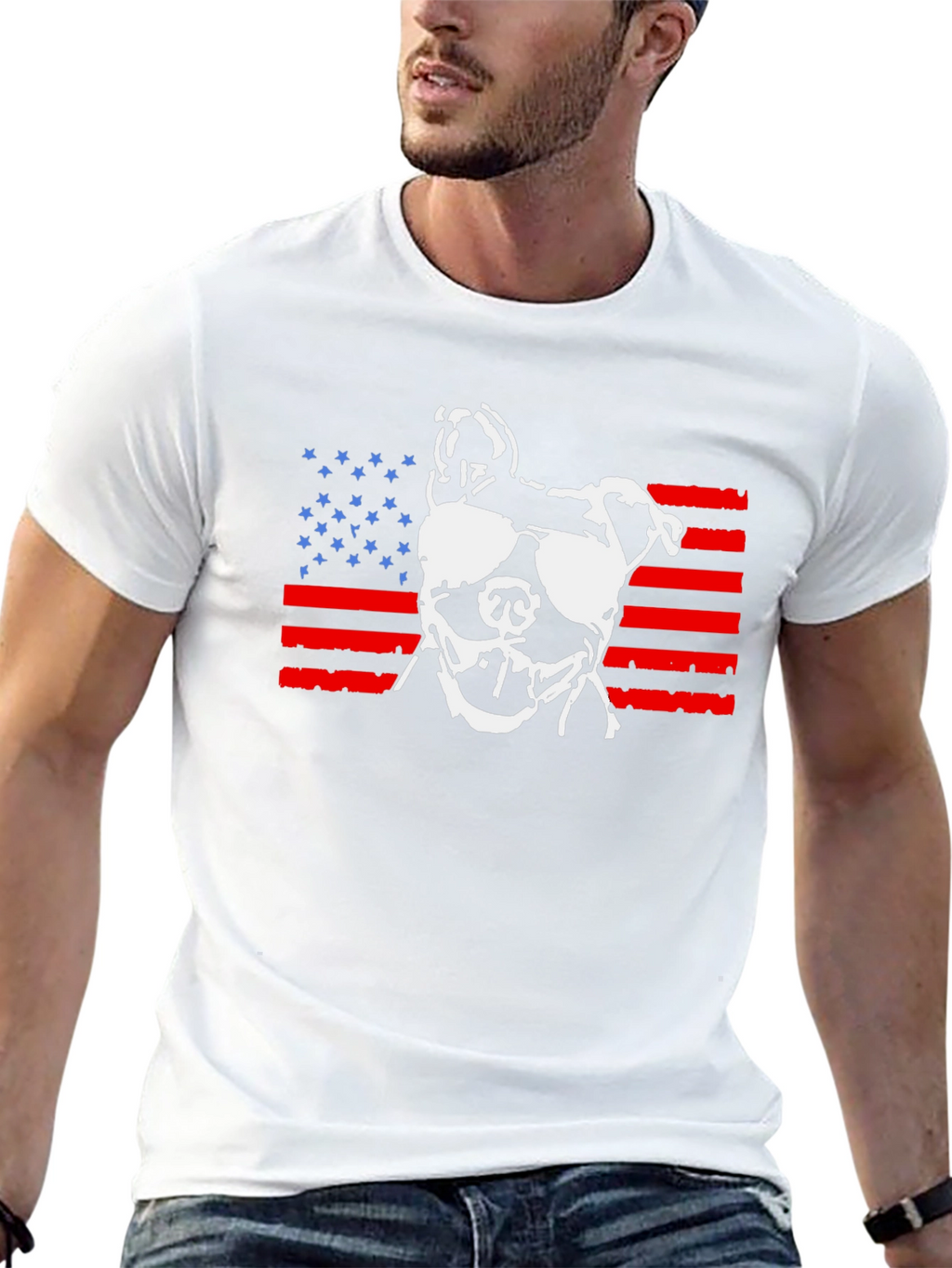 Patriotic Pitbull T-Shirt – American Flag Dog Graphic Tee