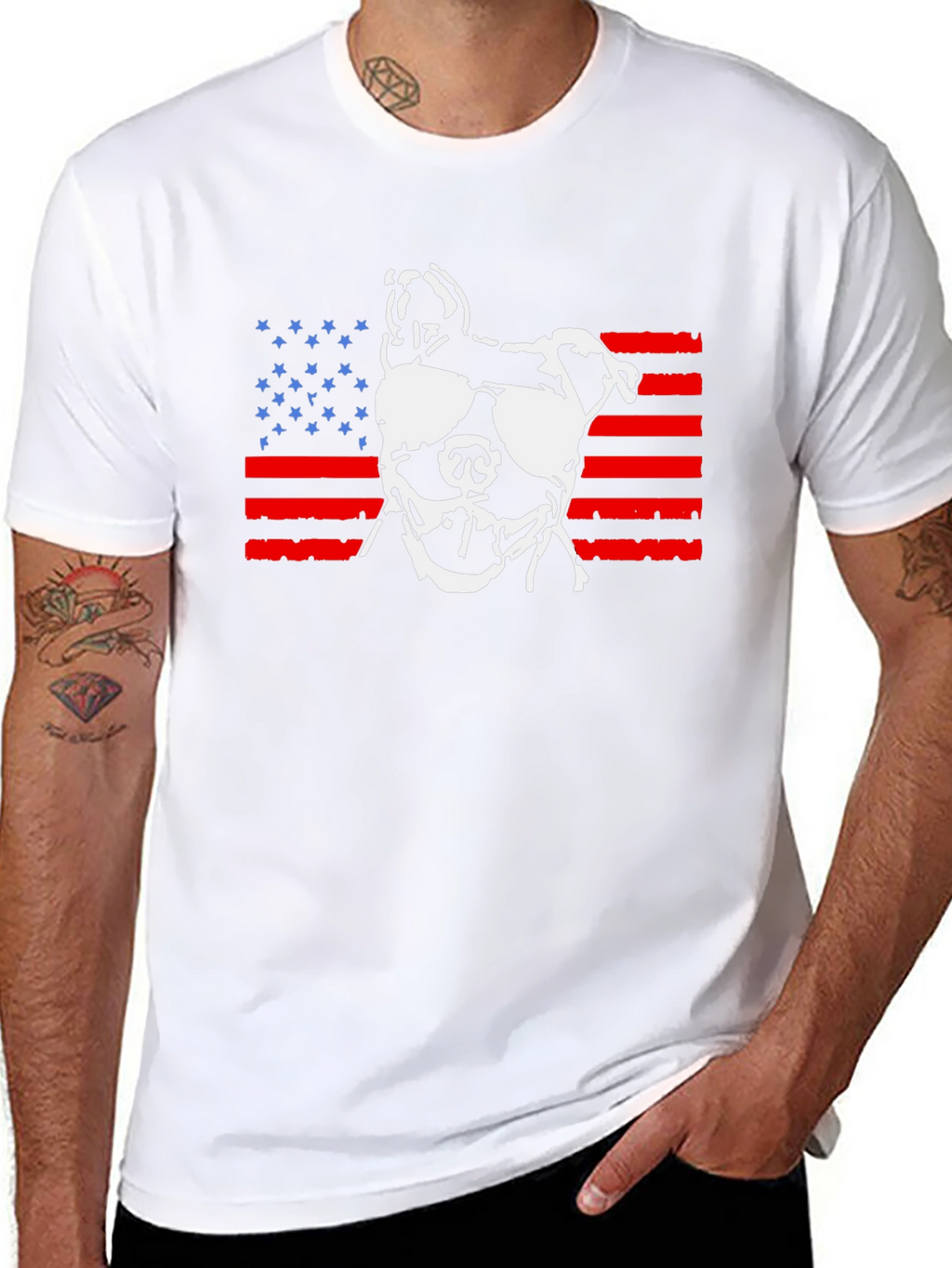 Patriotic Pitbull T-Shirt – American Flag Dog Graphic Tee