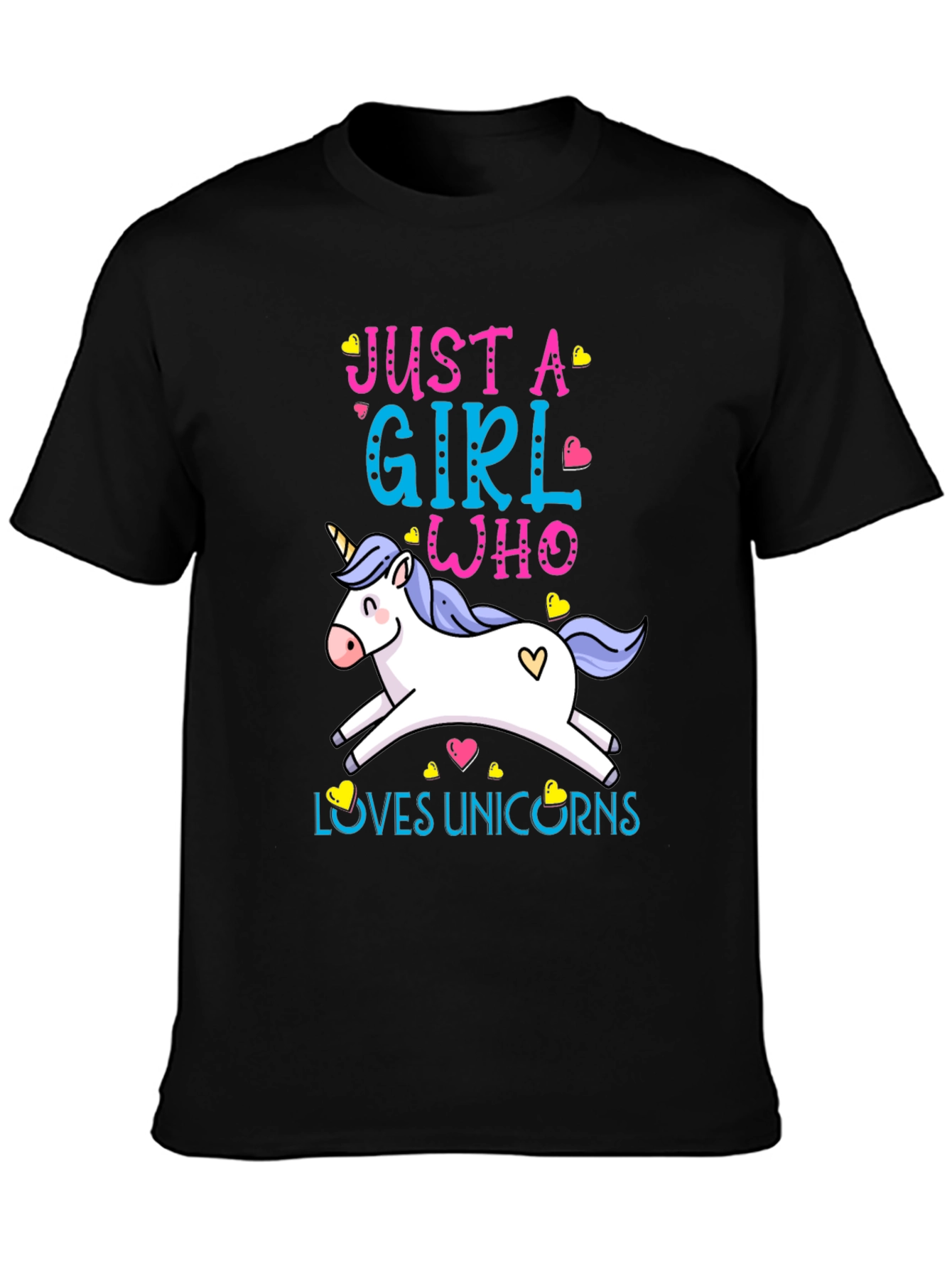Just a Girl Who Loves Unicorns T-Shirt - Black