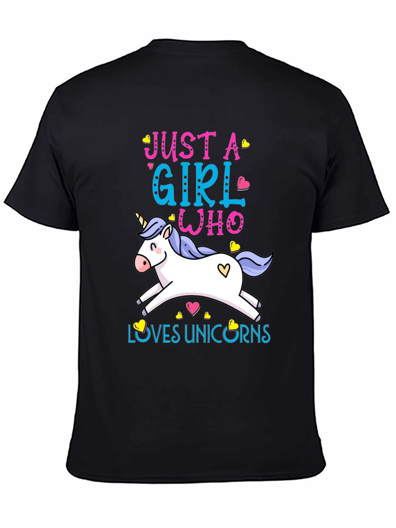 Just a Girl Who Loves Unicorns T-Shirt - Black