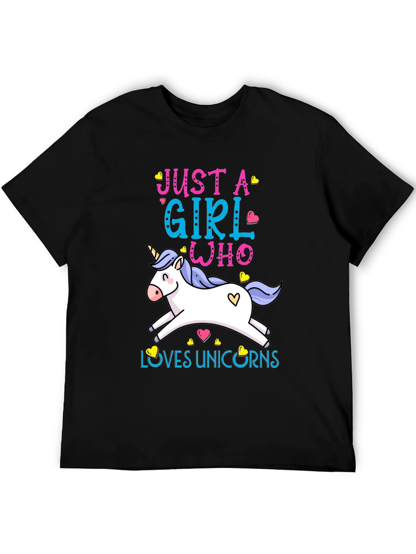 Just a Girl Who Loves Unicorns T-Shirt - Black