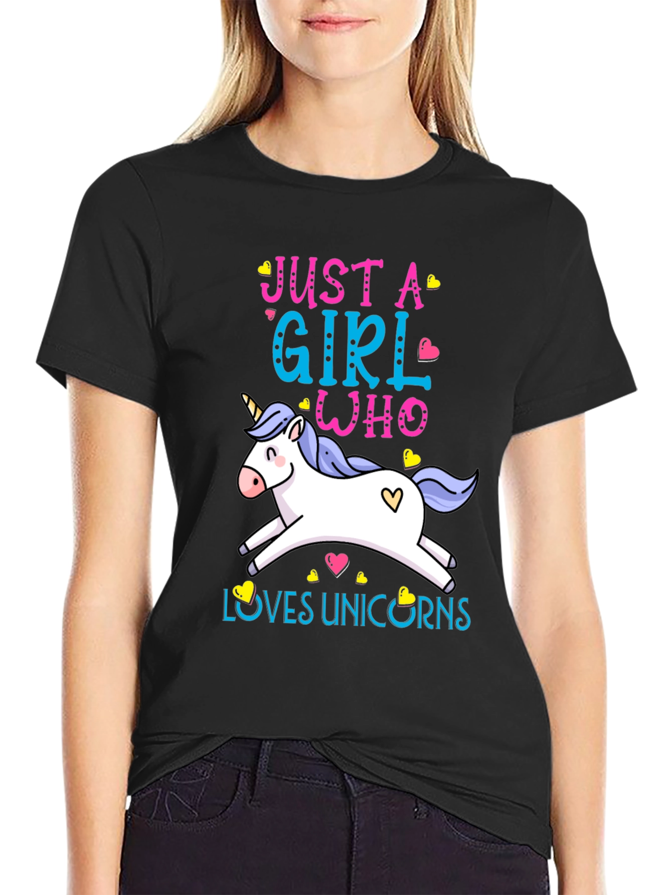 Just a Girl Who Loves Unicorns T-Shirt - Black