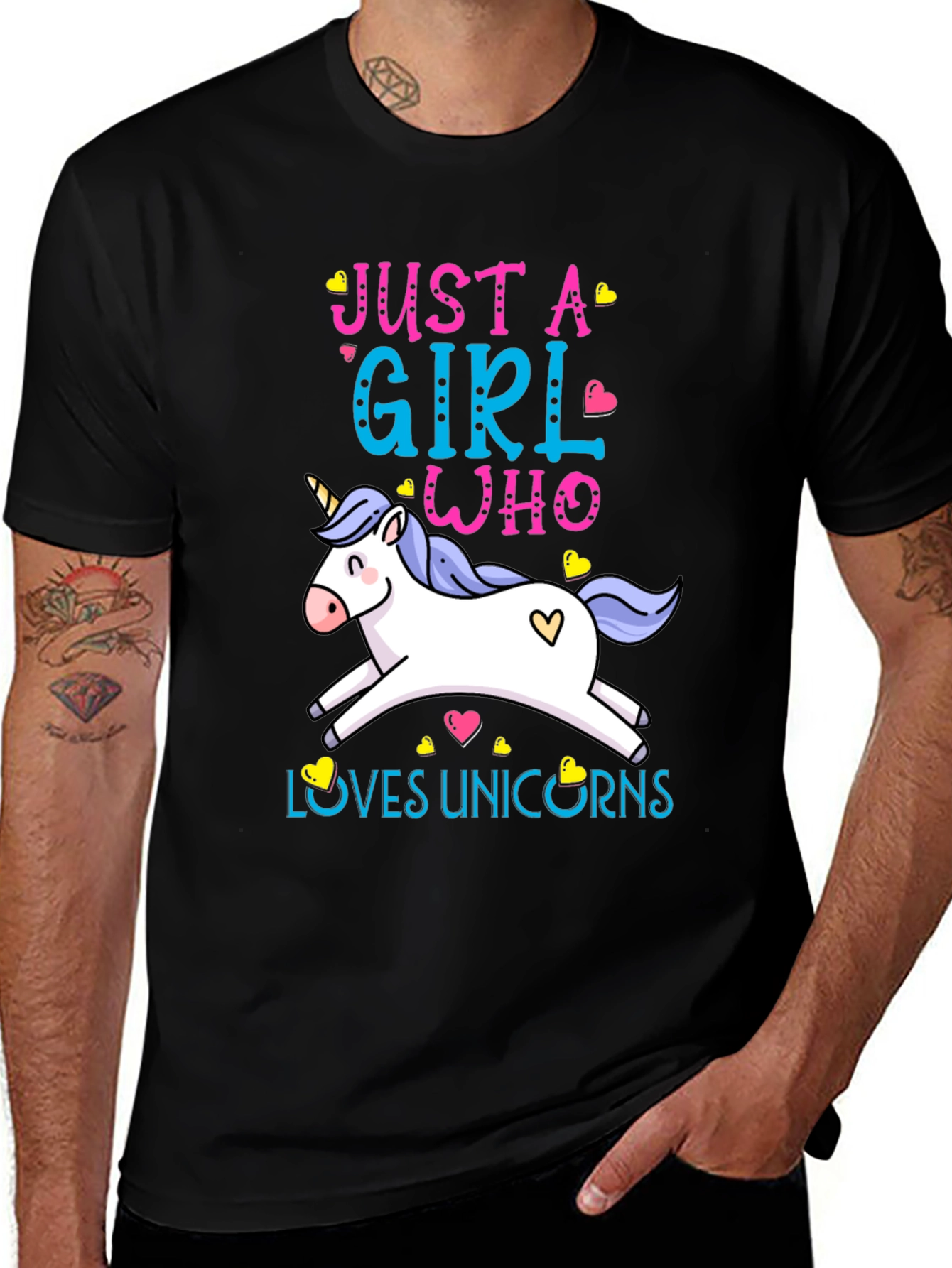 Just a Girl Who Loves Unicorns T-Shirt - Black