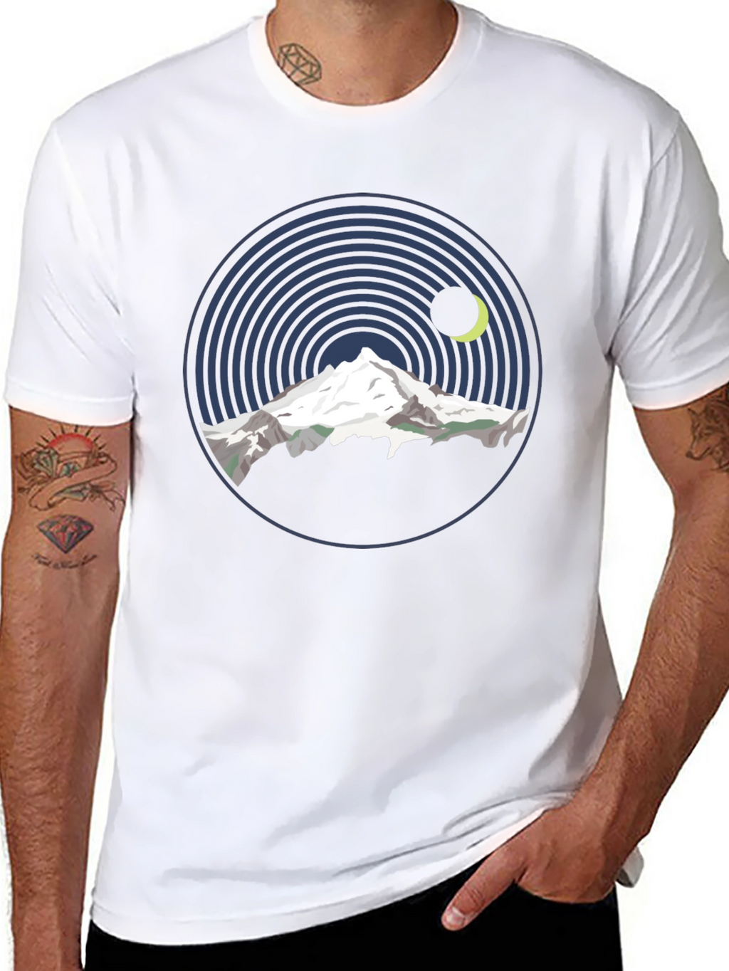 Mountain Moon Graphic Tee - Black Cotton T-Shirt
