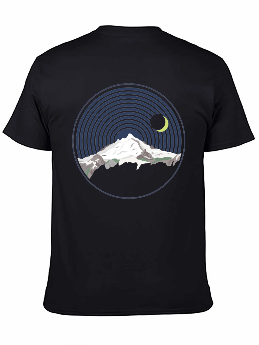 Mountain Moon Graphic Tee - Black Cotton T-Shirt