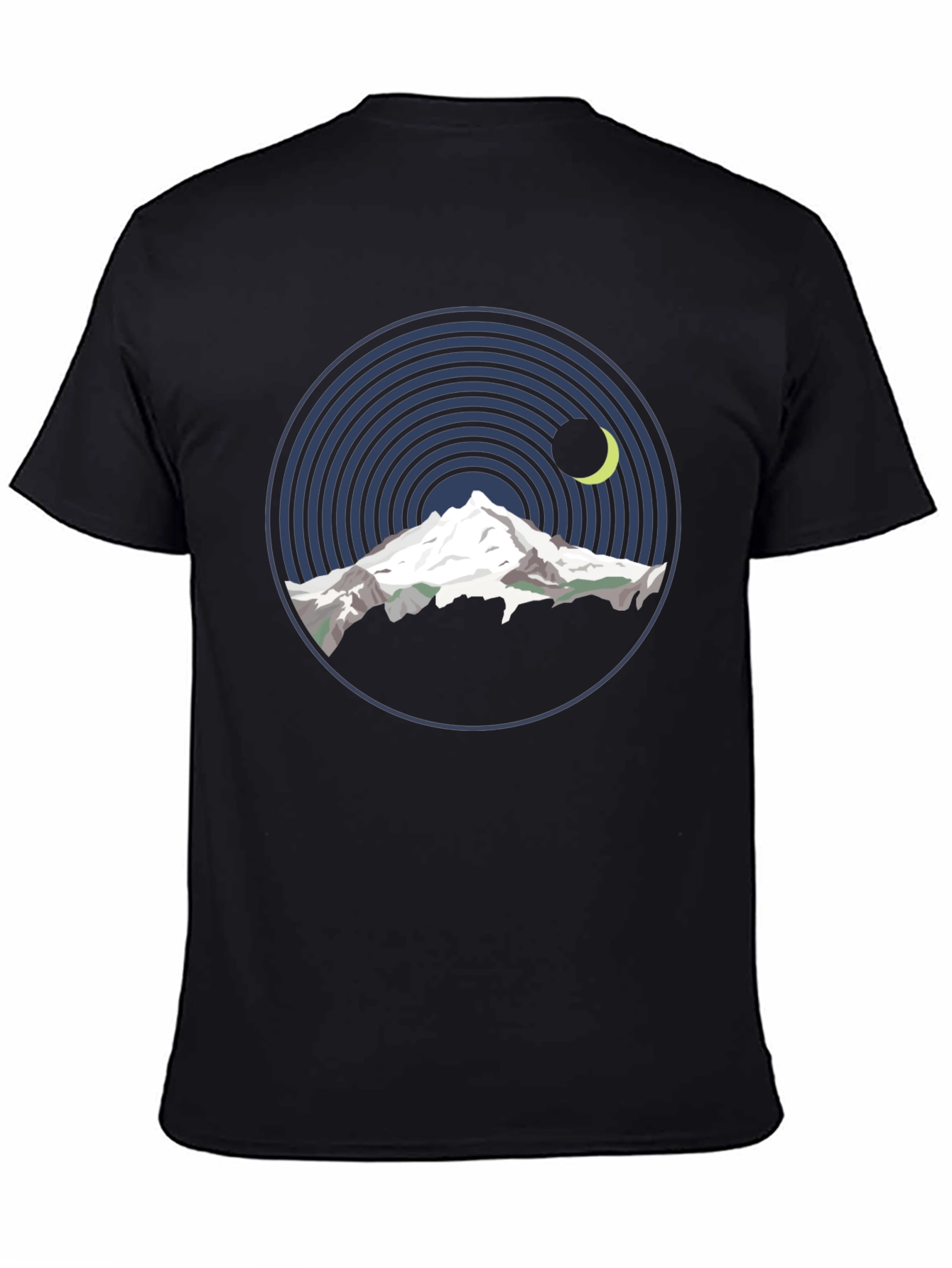 Mountain Moon Graphic Tee - Black Cotton T-Shirt