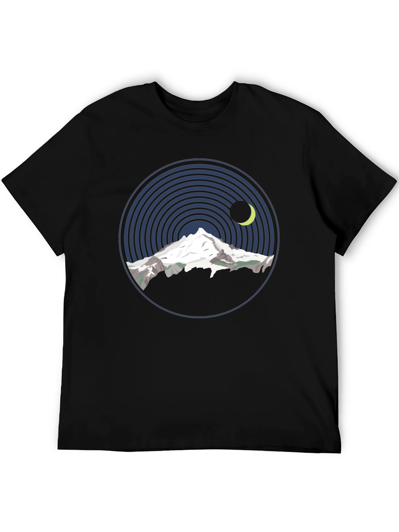Mountain Moon Graphic Tee - Black Cotton T-Shirt
