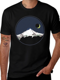 Mountain Moon Graphic Tee - Black Cotton T-Shirt