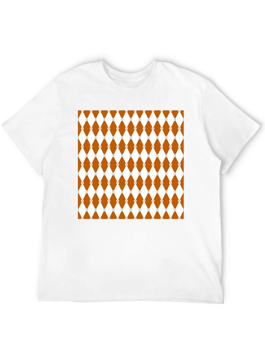 Brown Diamond Pattern Black T-Shirt
