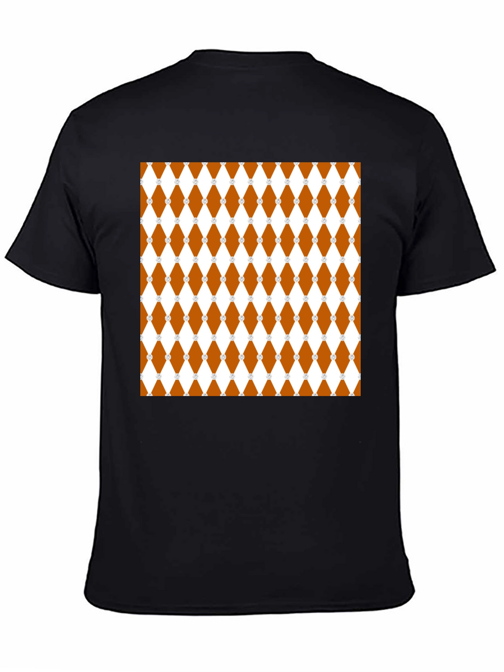 Brown Diamond Pattern Black T-Shirt