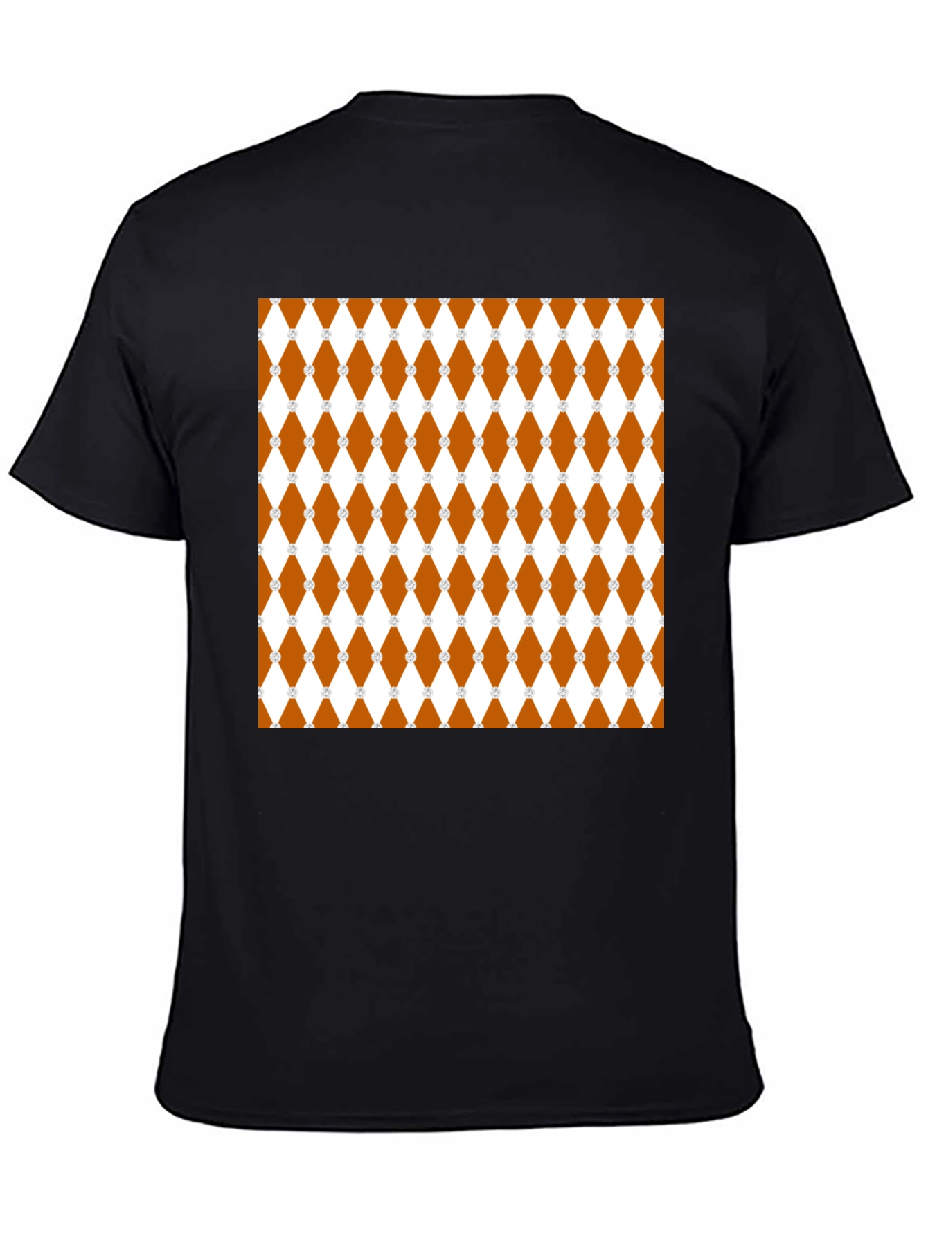Brown Diamond Pattern Black T-Shirt