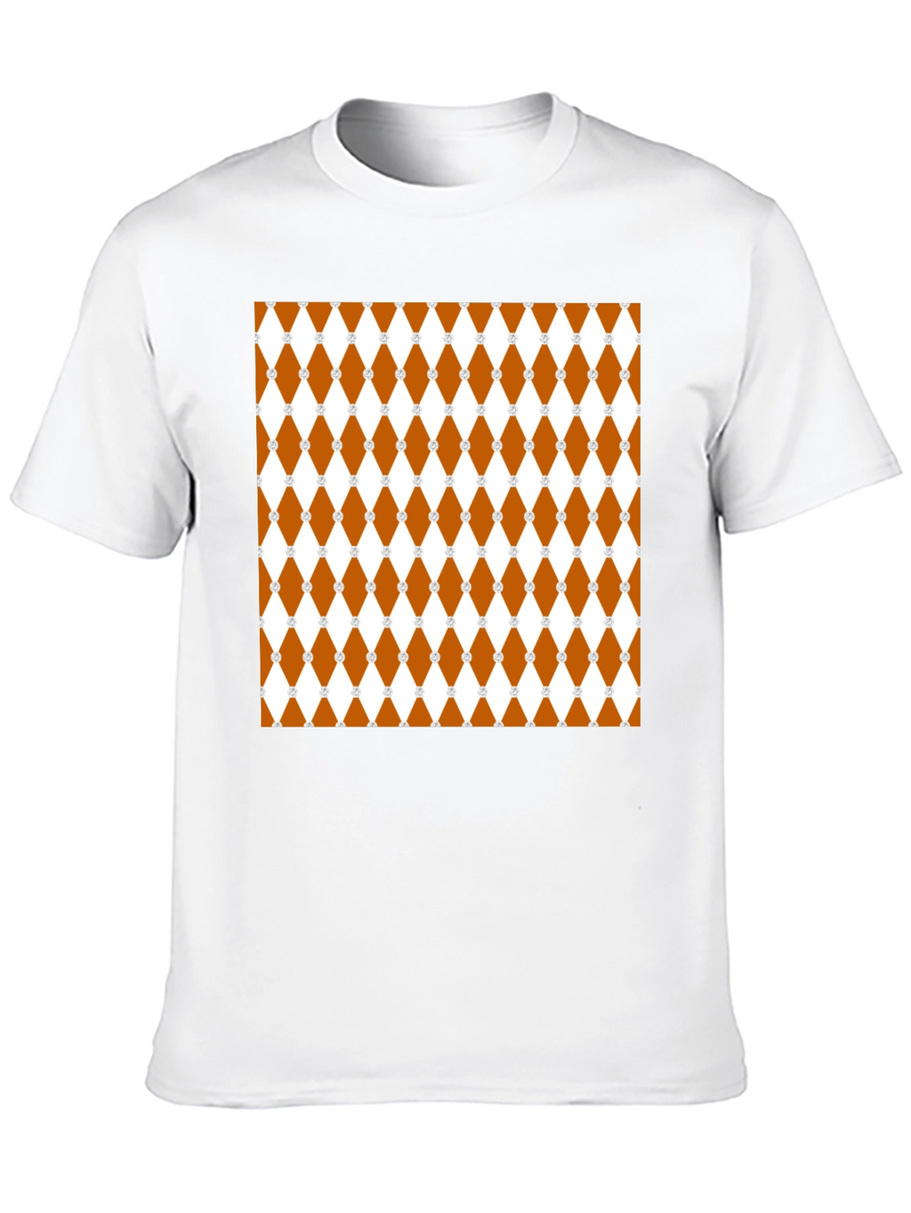 Brown Diamond Pattern Black T-Shirt