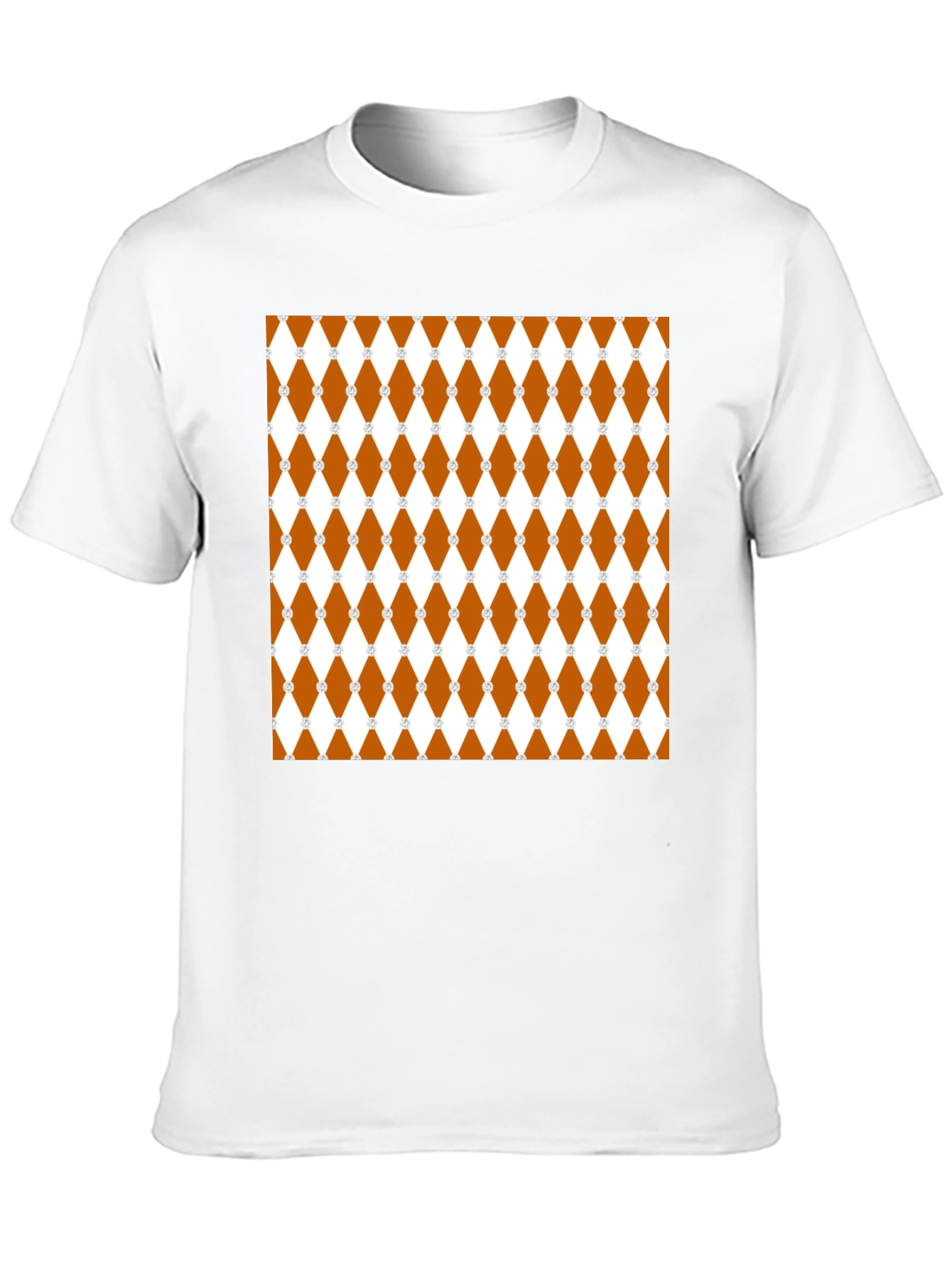 Brown Diamond Pattern Black T-Shirt
