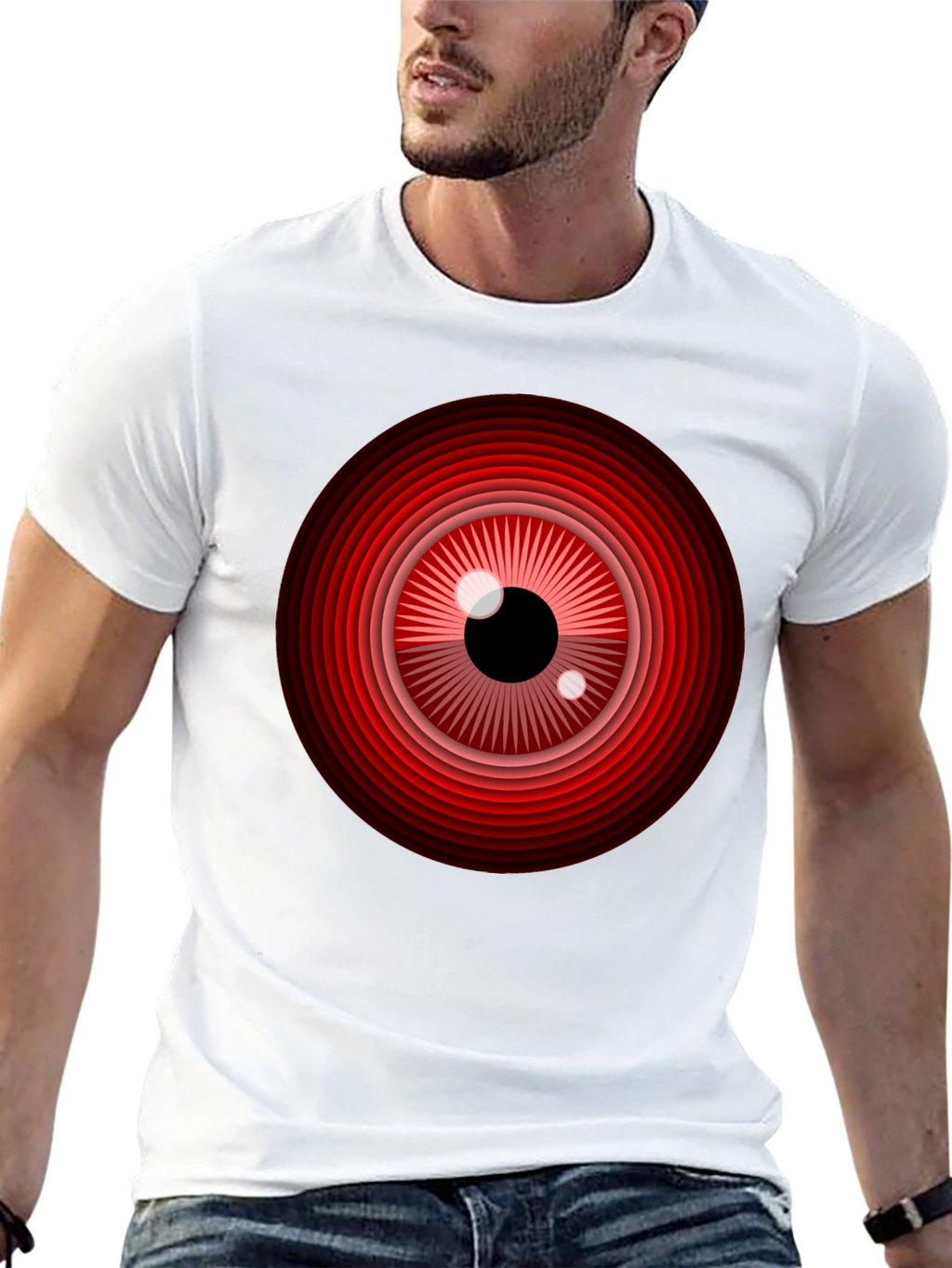 Red Eye Graphic Print Black T-Shirt