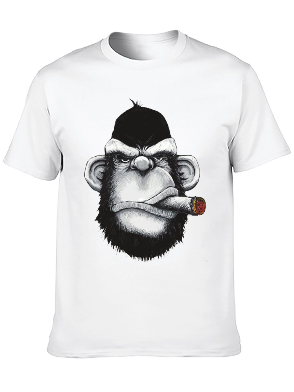 Cool Monkey Cigar Graphic Tee - Black Cotton