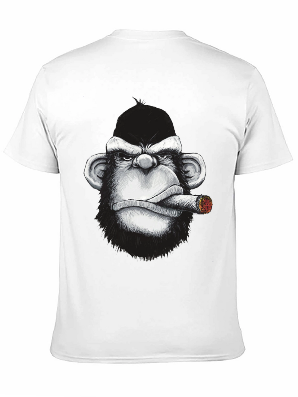 Cool Monkey Cigar Graphic Tee - Black Cotton