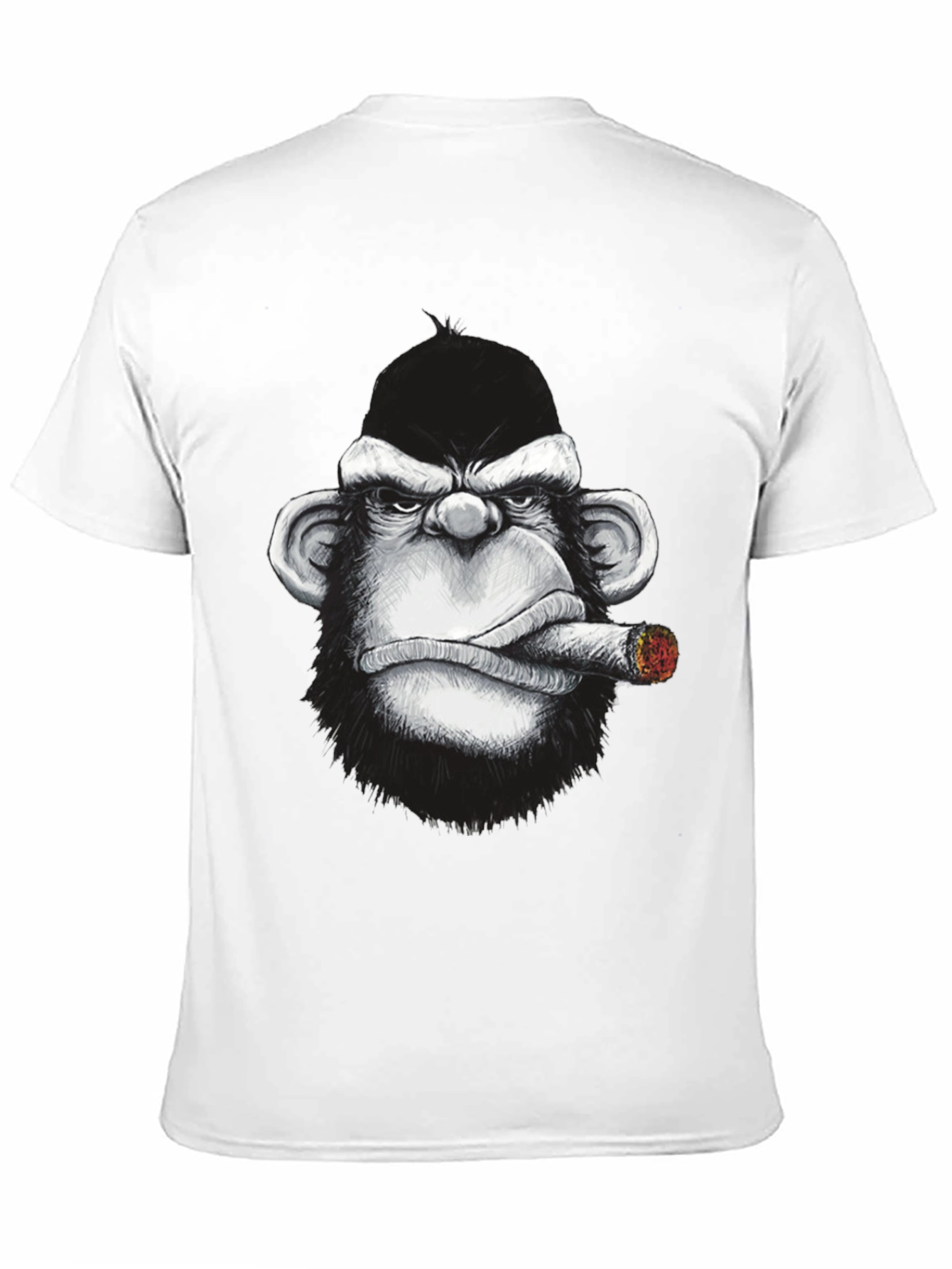 Cool Monkey Cigar Graphic Tee - Black Cotton
