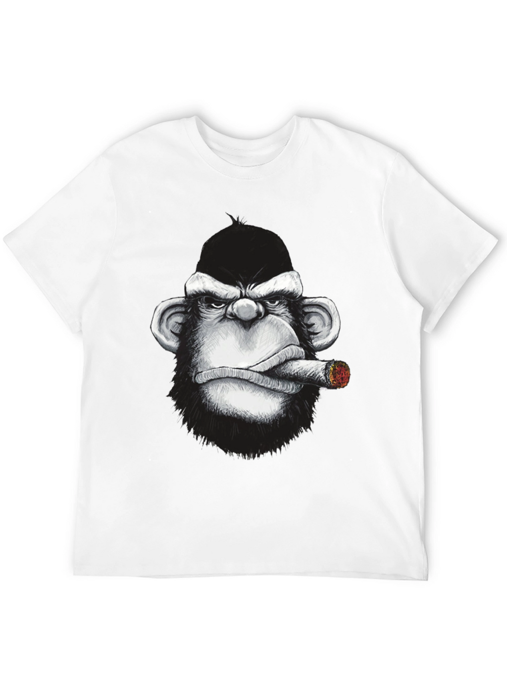 Cool Monkey Cigar Graphic Tee - Black Cotton