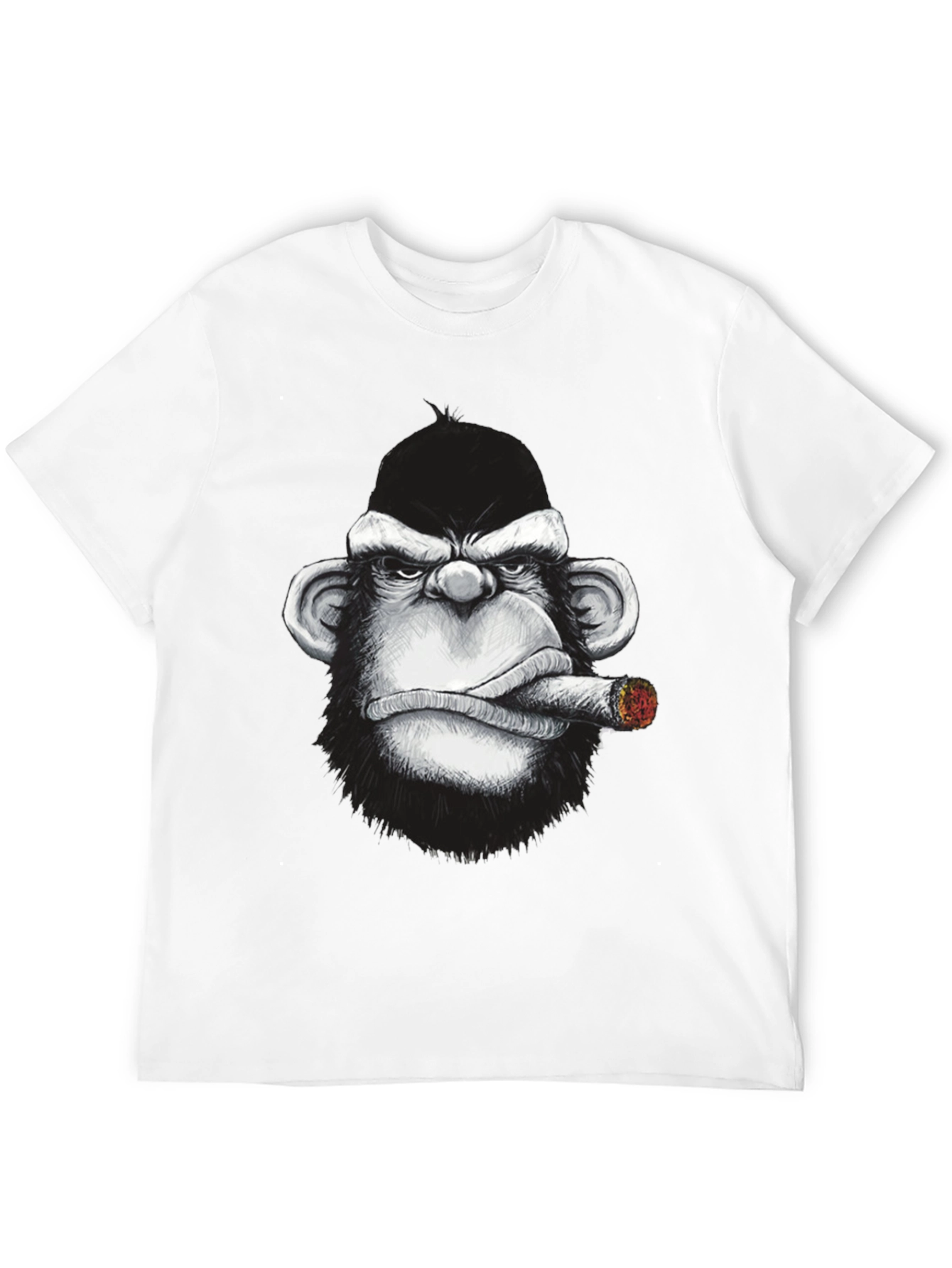 Cool Monkey Cigar Graphic Tee - Black Cotton