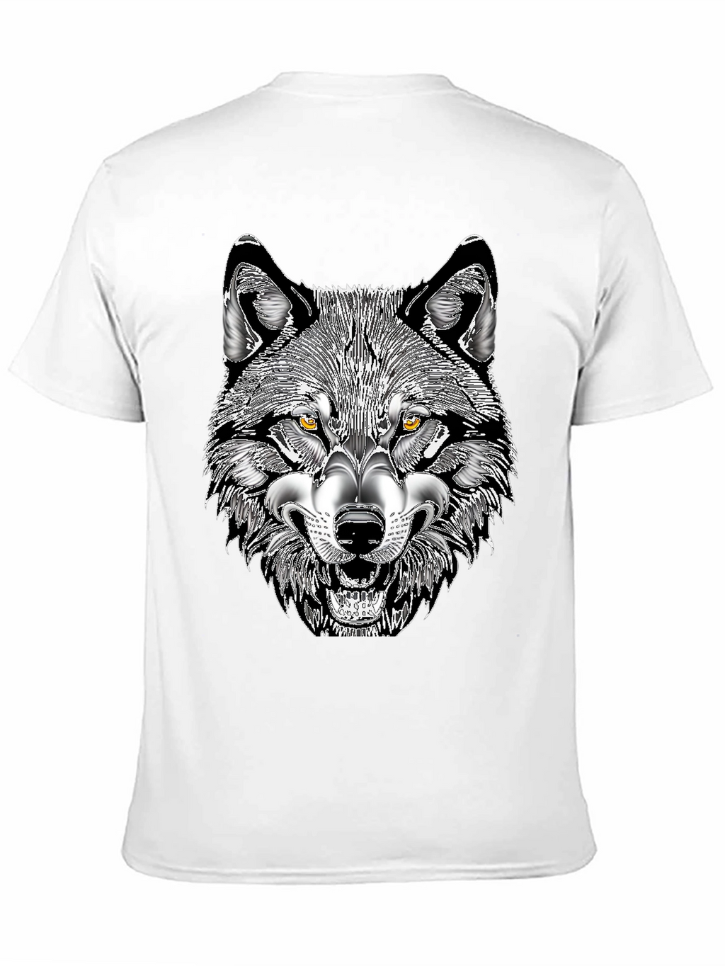 Mens Black T-Shirt with Wolf Graphic Print