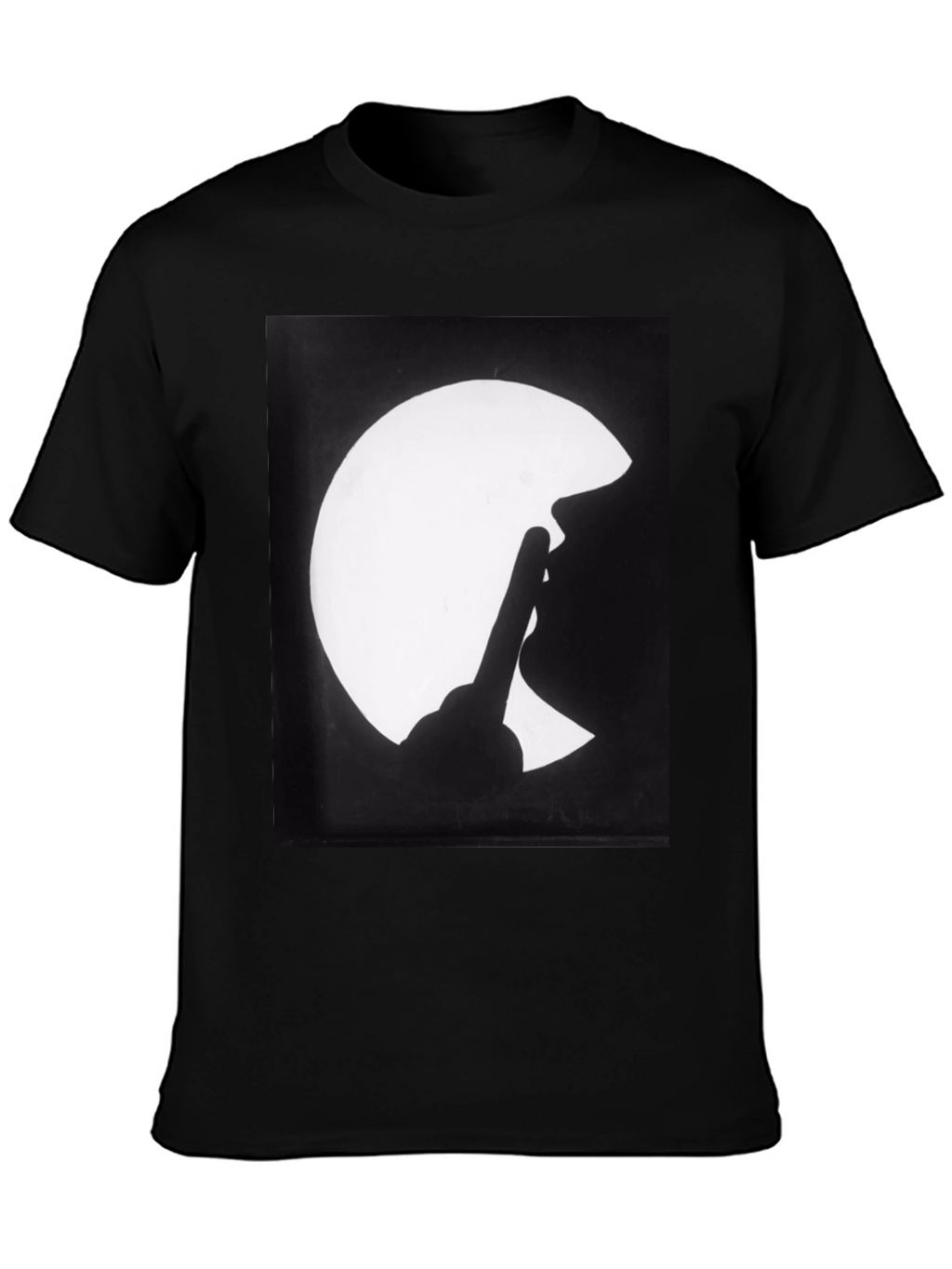 Silhouette Finger Moon Graphic Tee - Classic Black