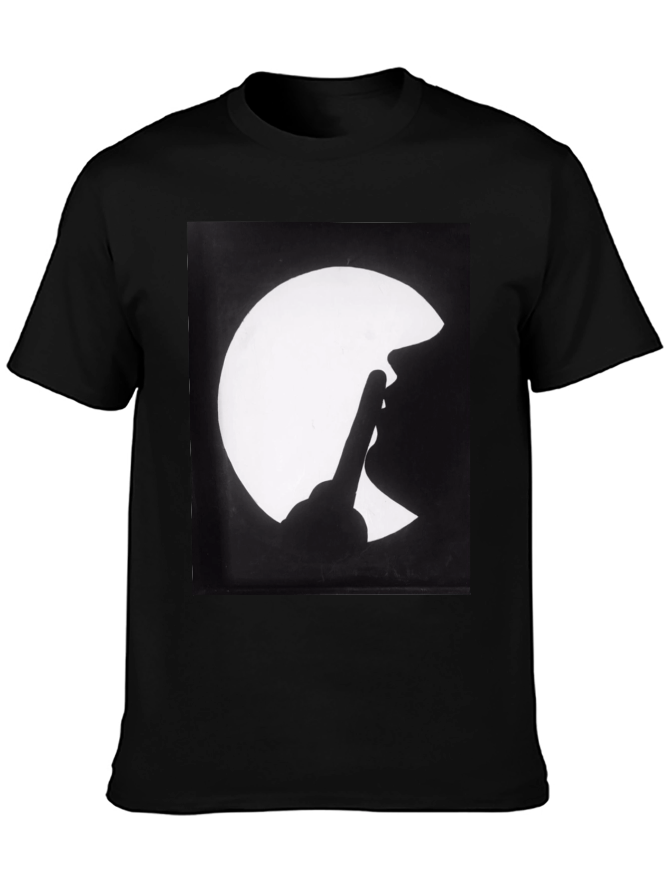 Silhouette Finger Moon Graphic Tee - Classic Black