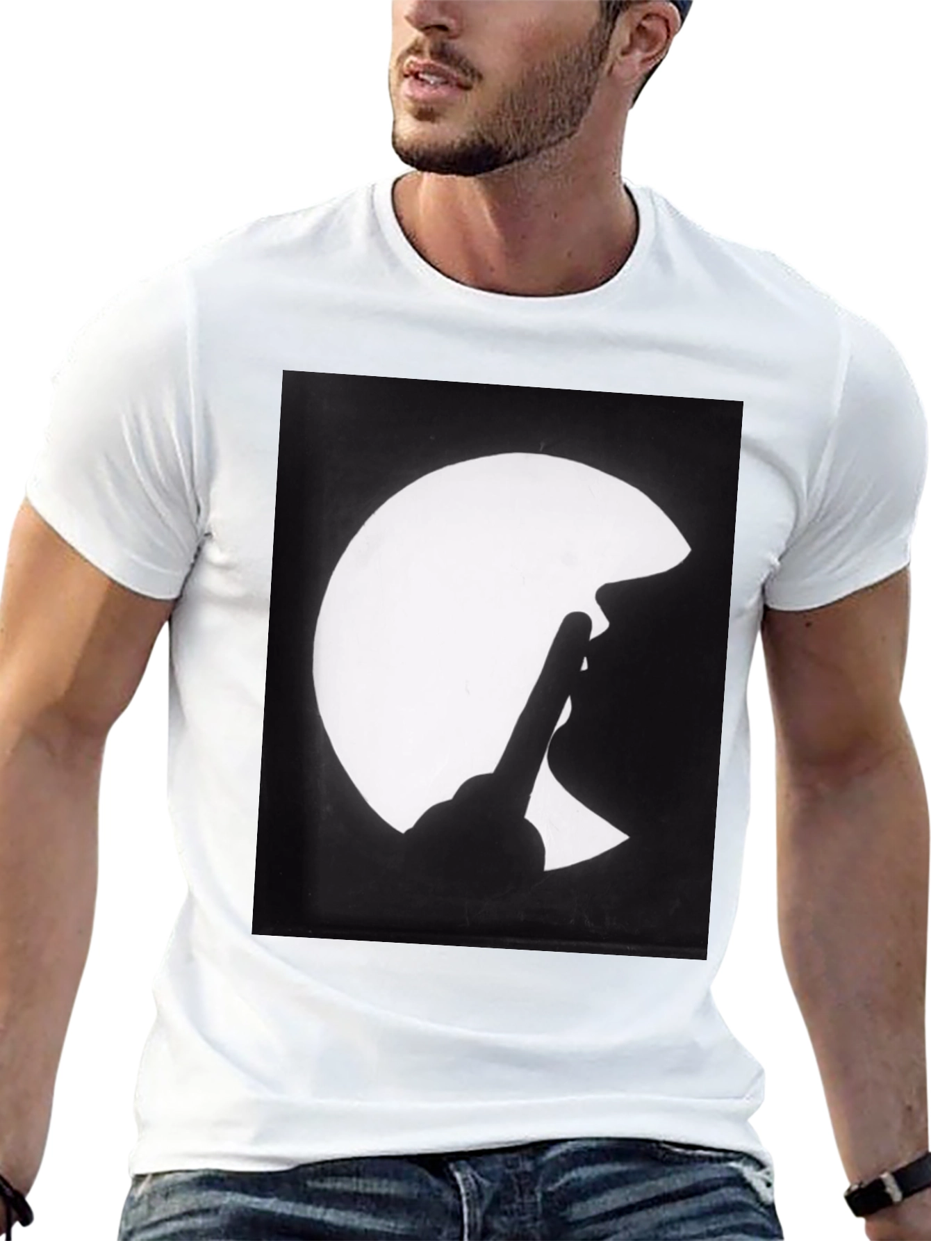 Silhouette Finger Moon Graphic Tee - Classic Black