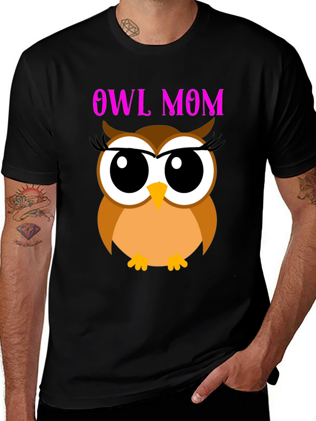 Owl Mom Graphic Tee - Black T-Shirt