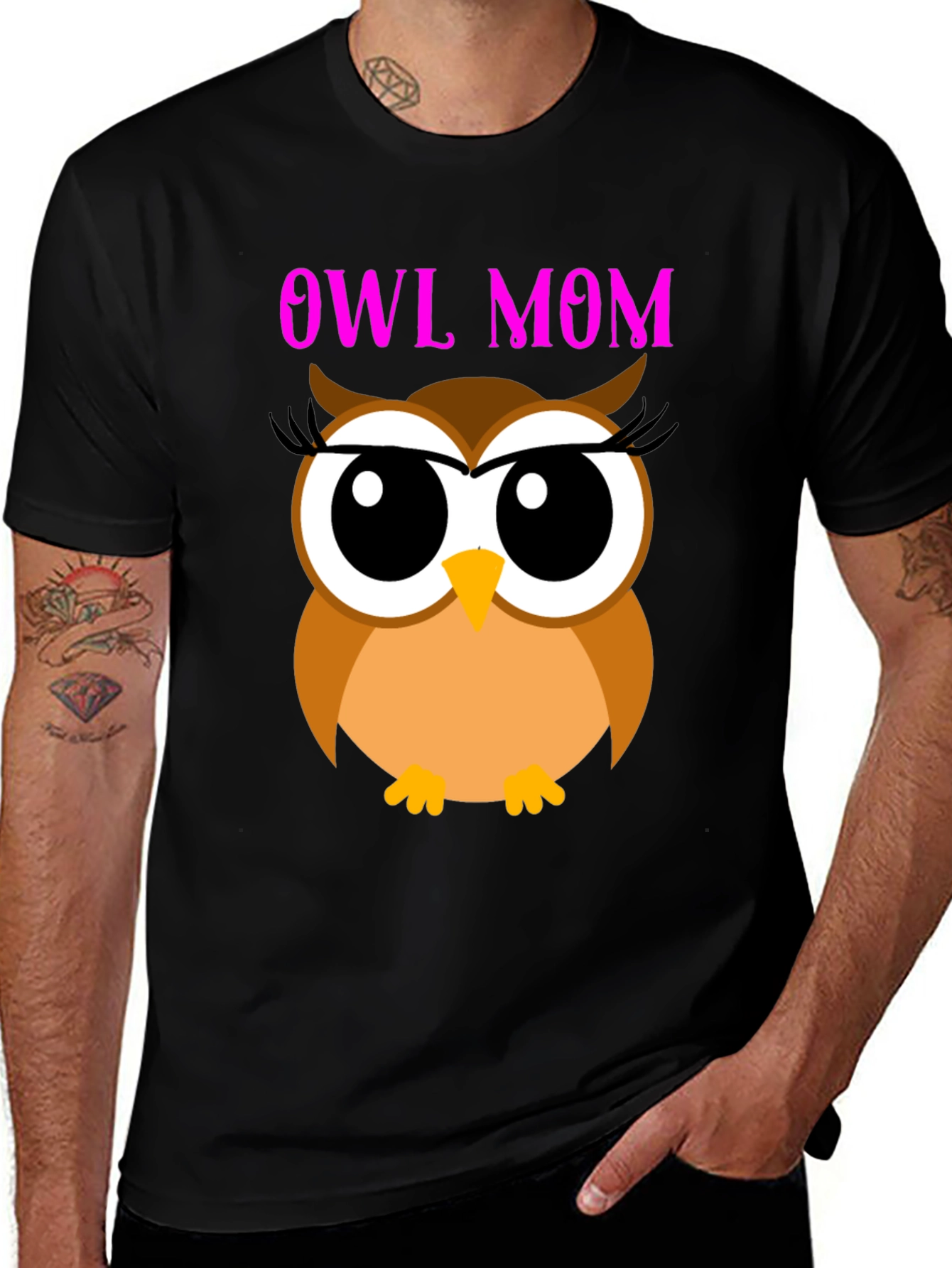 Owl Mom Graphic Tee - Black T-Shirt