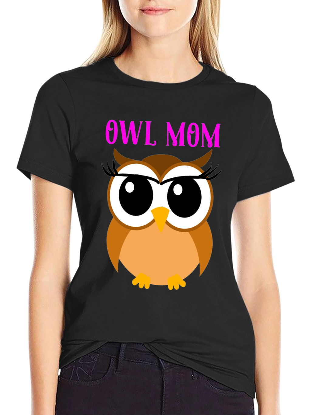 Owl Mom Graphic Tee - Black T-Shirt