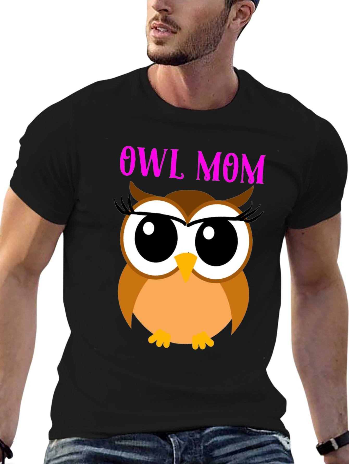 Owl Mom Graphic Tee - Black T-Shirt