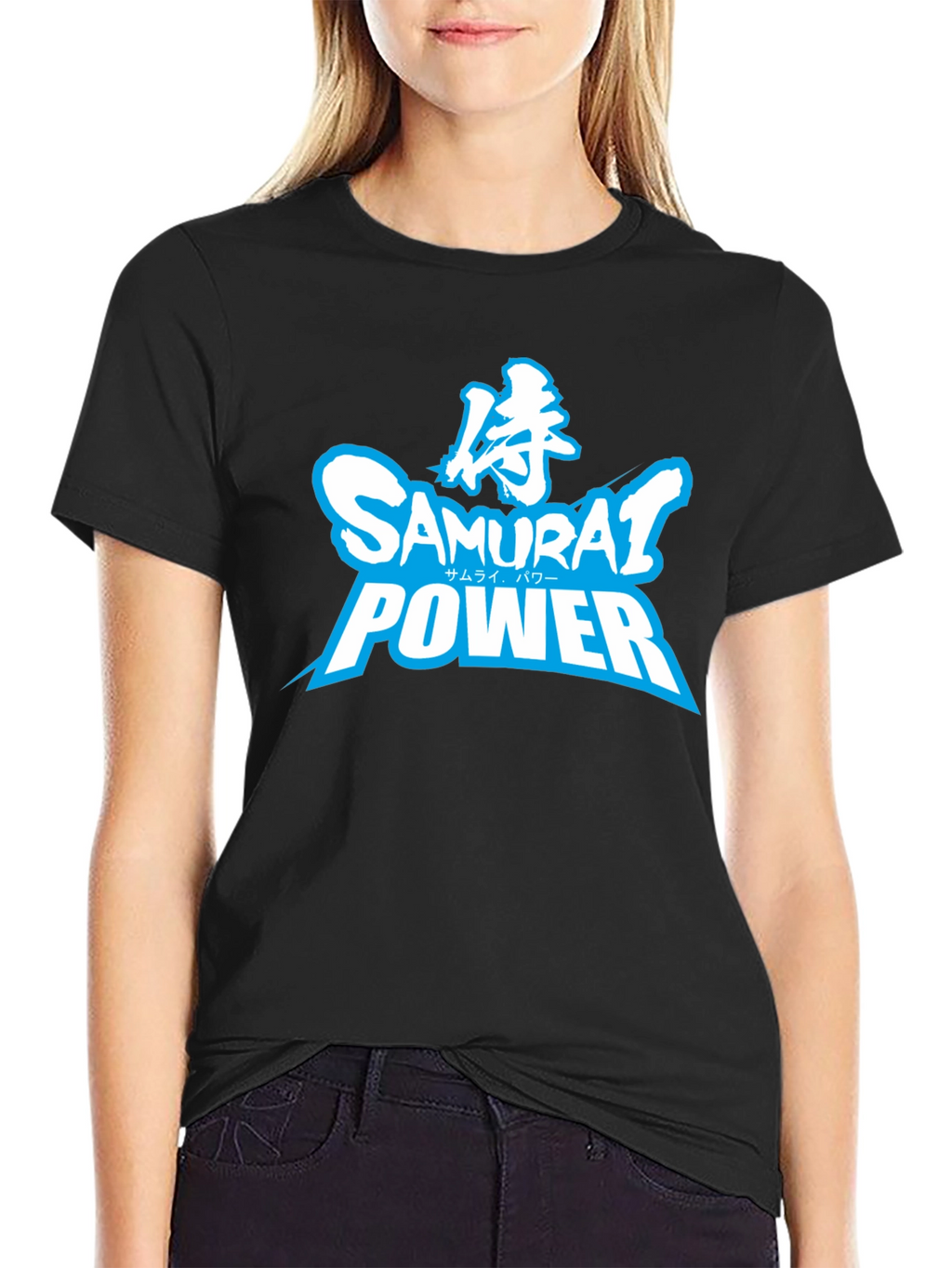 Samurai Power Graphic T-Shirt - Black Crew Neck Tee
